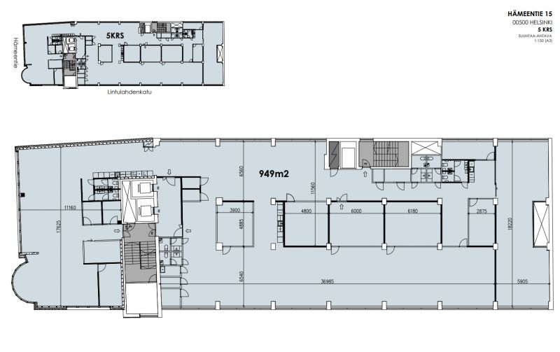 5.krs 949 m2 pohjaluonnos
