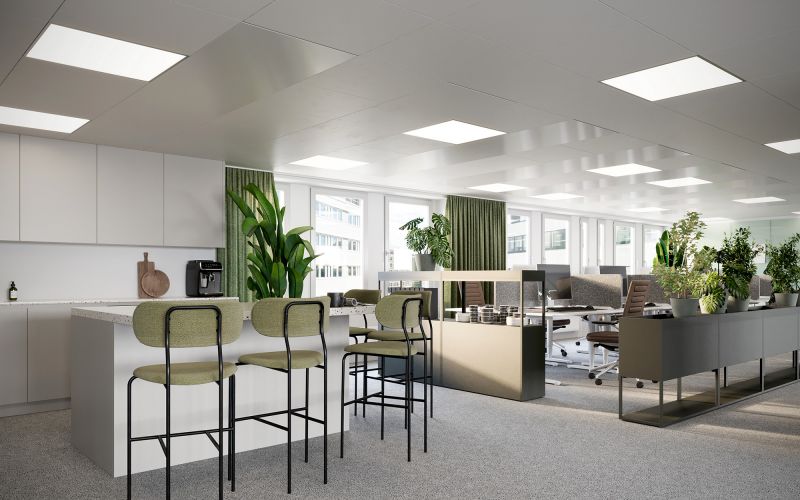 Havainnekuva 5. kerroksen toimitiloista