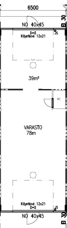 Tilat voidaan yhdistää monipuolisesti (aukko, ovi)