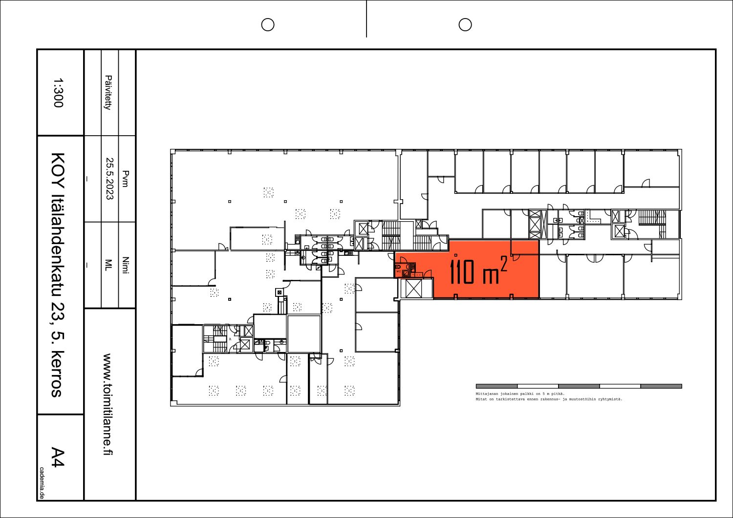 Toimistotila 110 m², 5. krs
