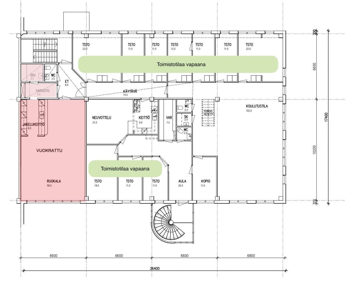 Toistotilojen pohjapiirros