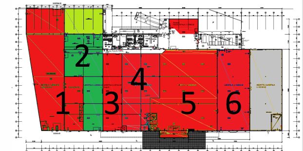 Pohjakuva, vapaana oleva liiketila merkitty vihreällä