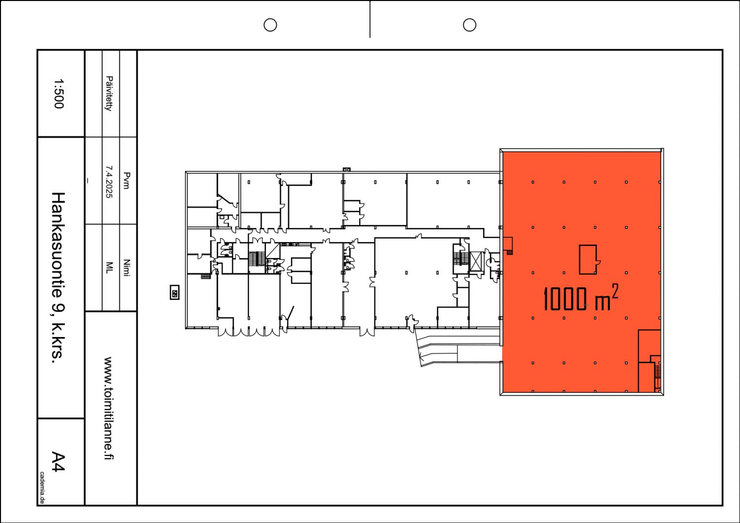 Parkkihalli 1000 m²