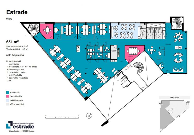 5.krs 651 m2 (636 m2 14,5 m2 jyv.)