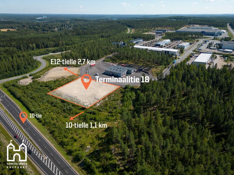 Myytävänä tai vuokralle teollisuustontti Hämeenlinnan Industrial Park MORE -yritysalueelta erinomaisten liikenneyhteyksien varrelta, Valtateiden 3- ja 10 risteyksessä.