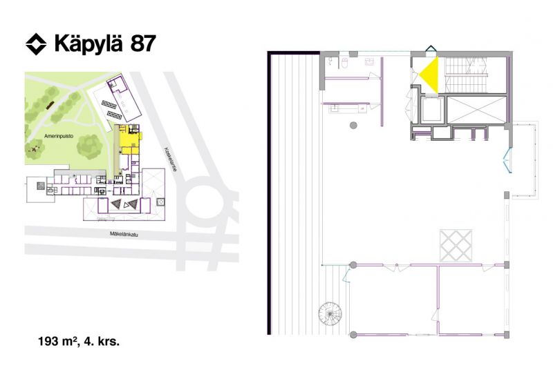 Vuokrattavan tilan pohjakuva, pienempi puoli