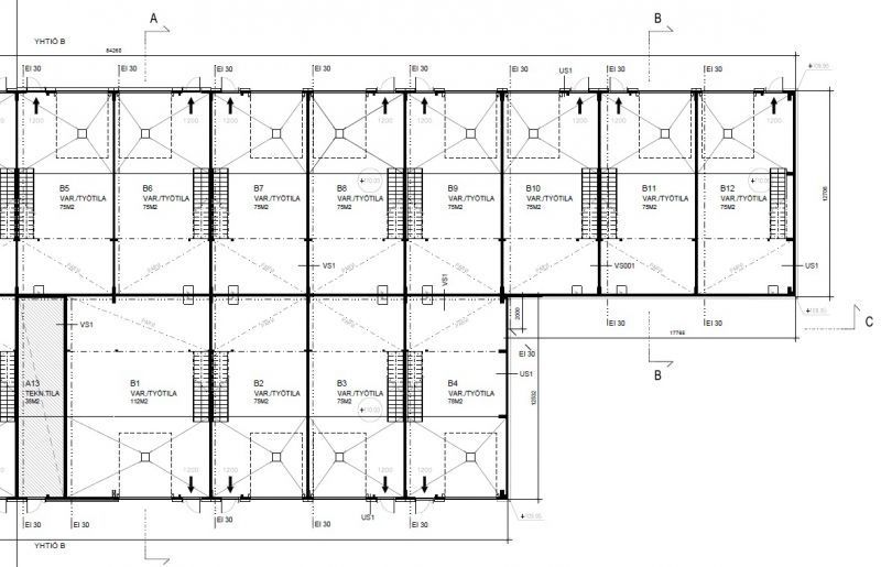 Pohja B rakennus, 1. krs