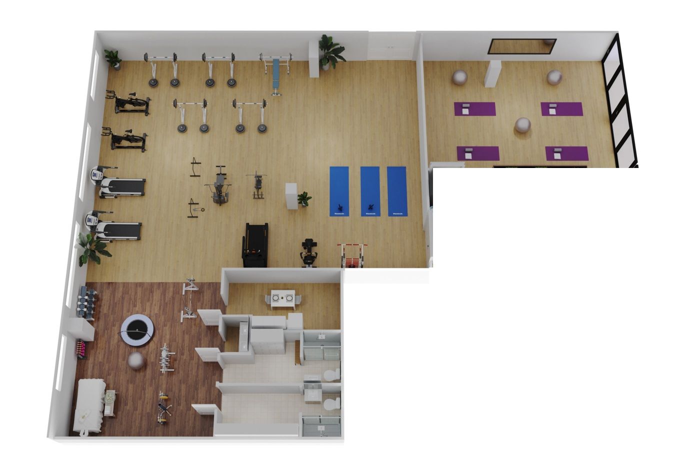 Liikuntatilasta visualisoitu pohjakuva