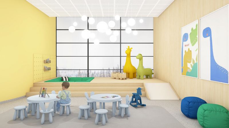 Visualisointikuvat odotustilasta sisääntulo