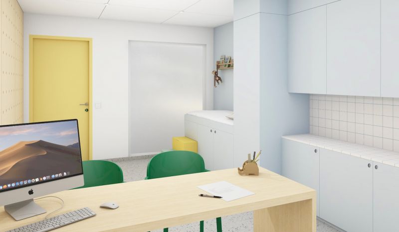 Visualisointikuva vastaanottohuoneesta