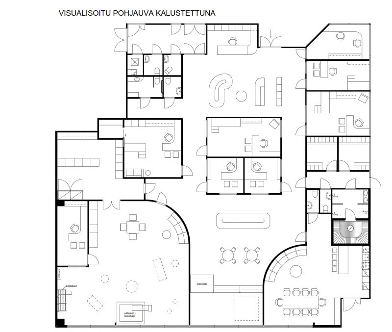 Havainnekuva kalustetusta tilasta