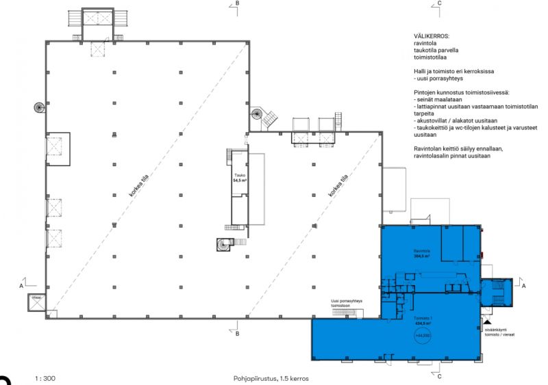 välikerros 1,5 pohjakuva ravintolatila