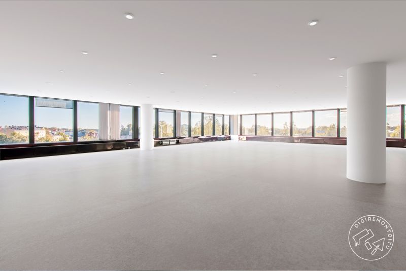 Kuva kiinteistössä olevasta vapaasta tilasta digitaalisesti siistittynä.