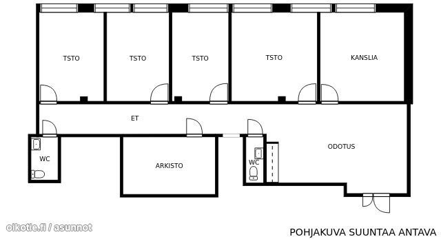 Pohjakuva 150 m2 toimistotilakokonaisuus