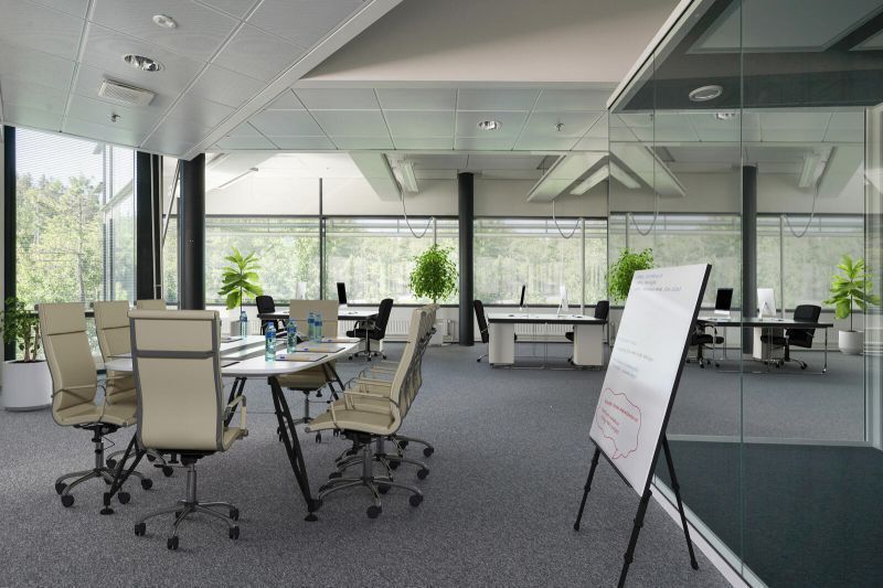 Leppävaaran lähistöllä sijaitsevan tasokkaan Polaris Business Parkin 4. kerroksen 376,5 m² moderni toimisto.