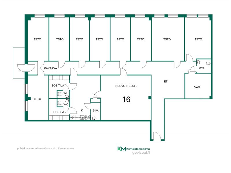 Liike/toimistotilaa Klaukkalan keskustassa (kauppakeskus Kauppakeidas). Nykyisellään 8 huonetta, keittiö ja saniteettitiloja sekä varastotilaa.