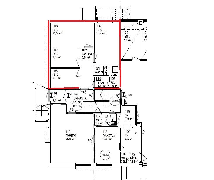 56 m2 tsto pohjakuva