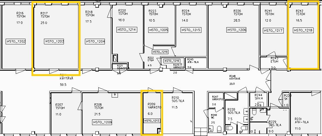 vapaat tilat keltaisella