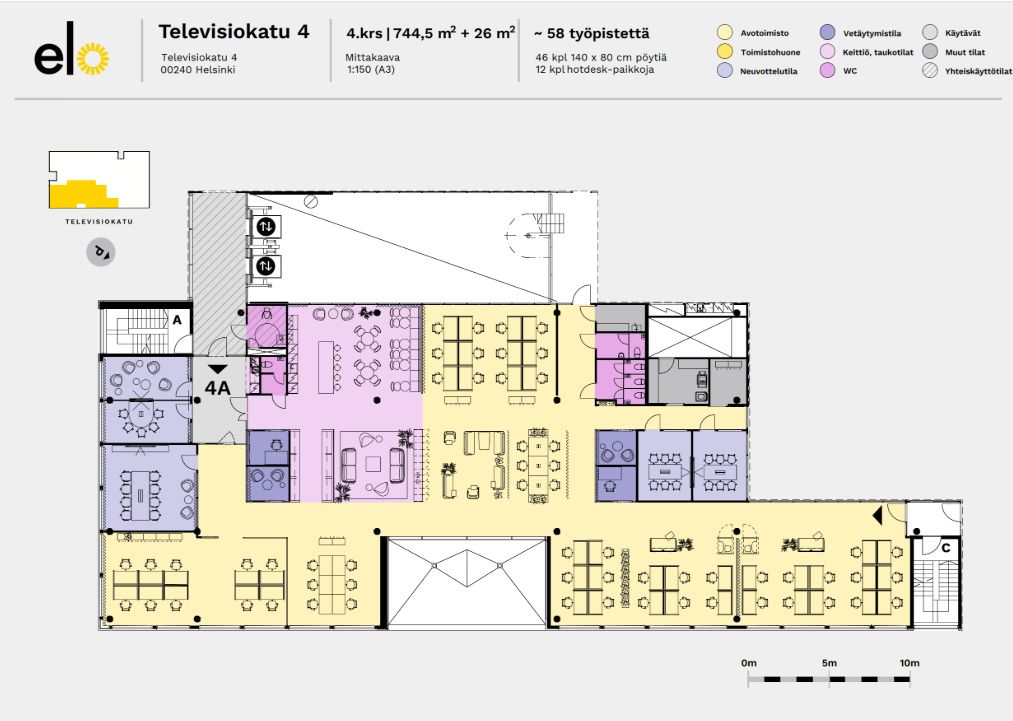 4.krs 744,5 m2 + jyvitykset 26 m2 luonnos