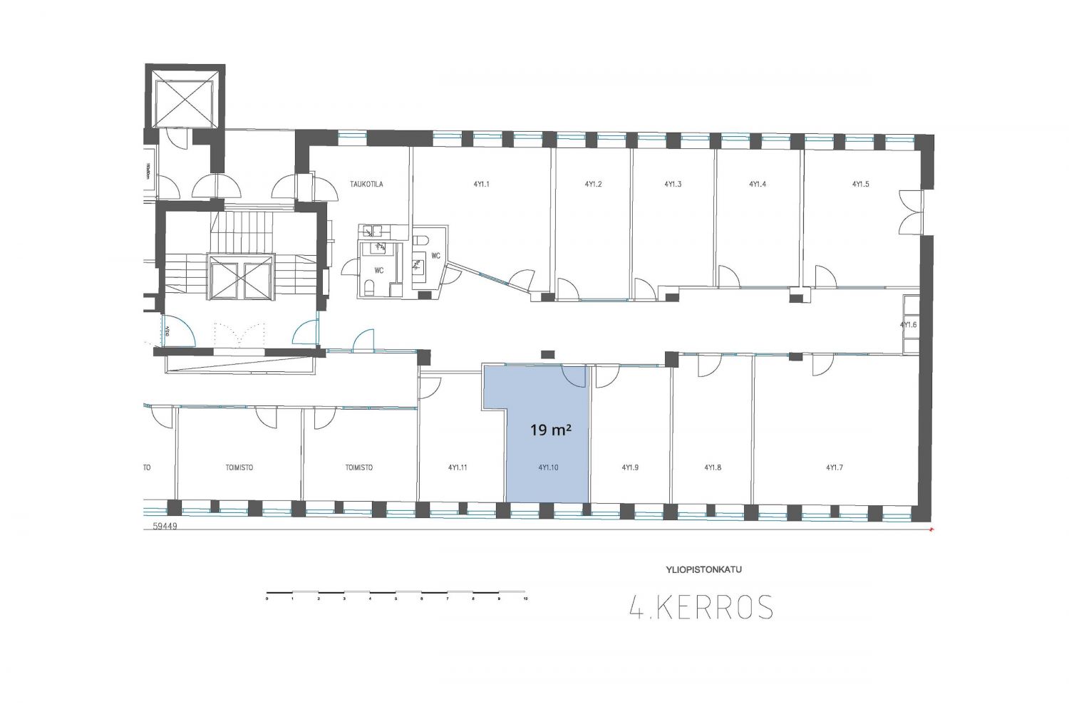 19 m² huoneen pohjakuva