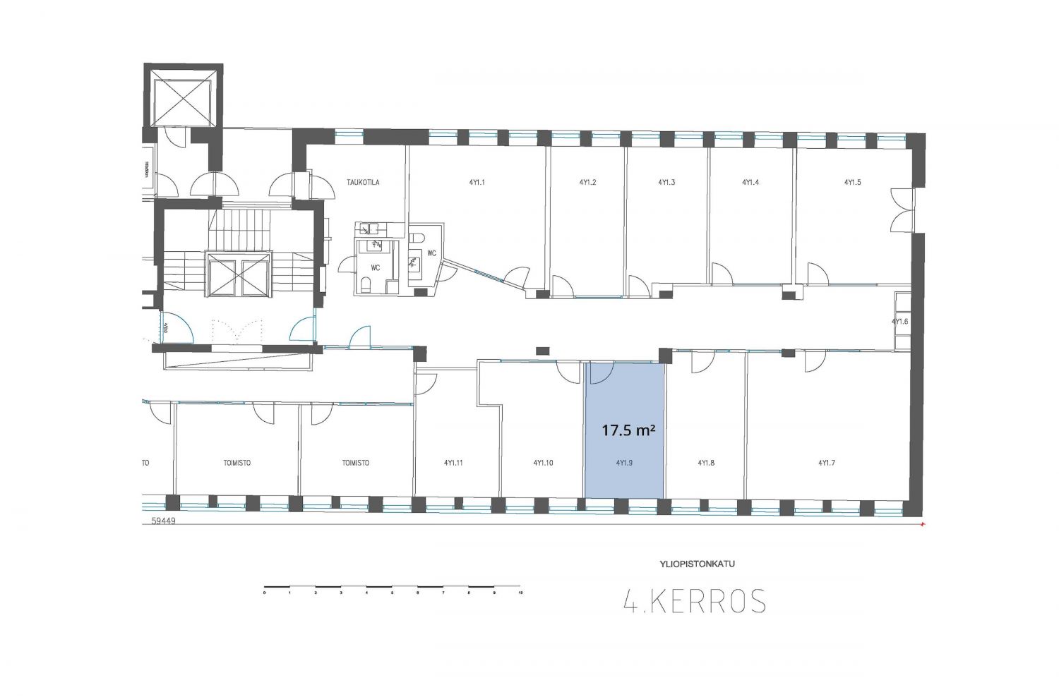 17.5  m² huoneen pohjakuva