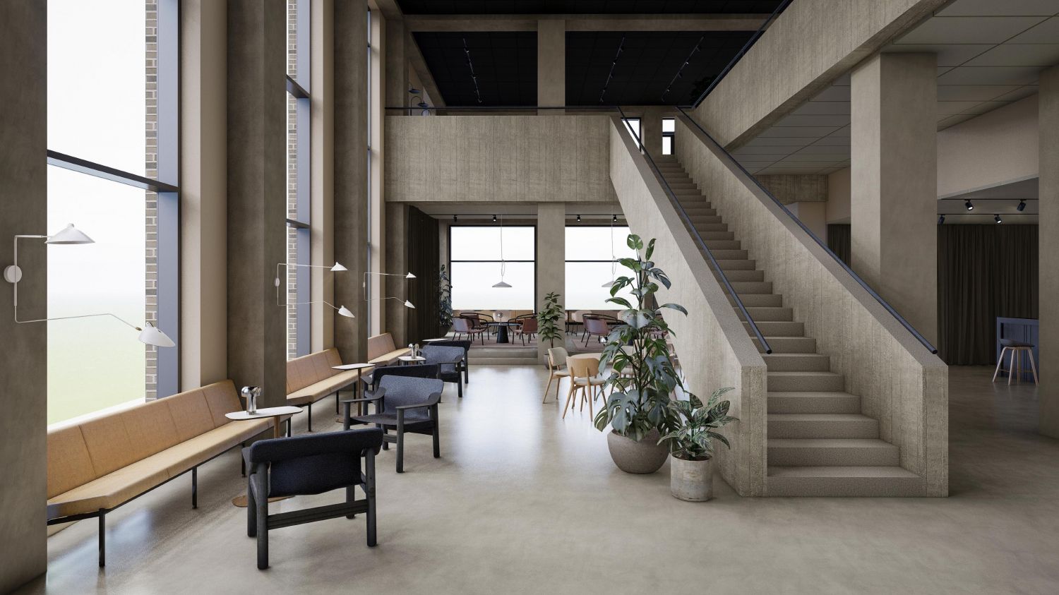 Visualisointi ravintolan korkeasta tilasta