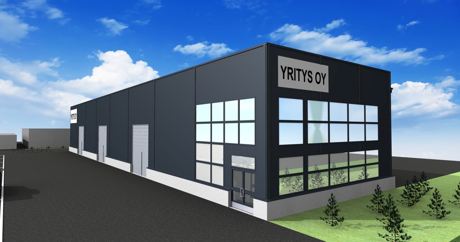  12/2025 valmistuva uusi yhteensä 704 m2 tuotanto/varastohalli aidatulla ja asfaltoidulla 1500m2 tontilla.
