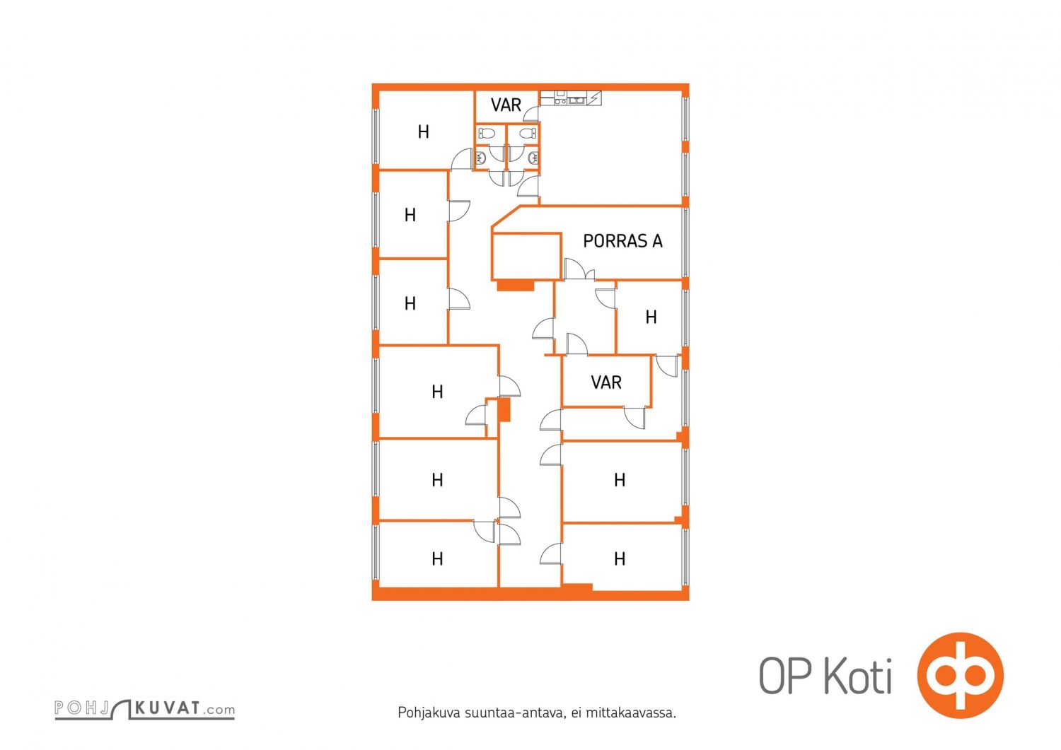 Esimerkki E lohkottu tila n. 225m2