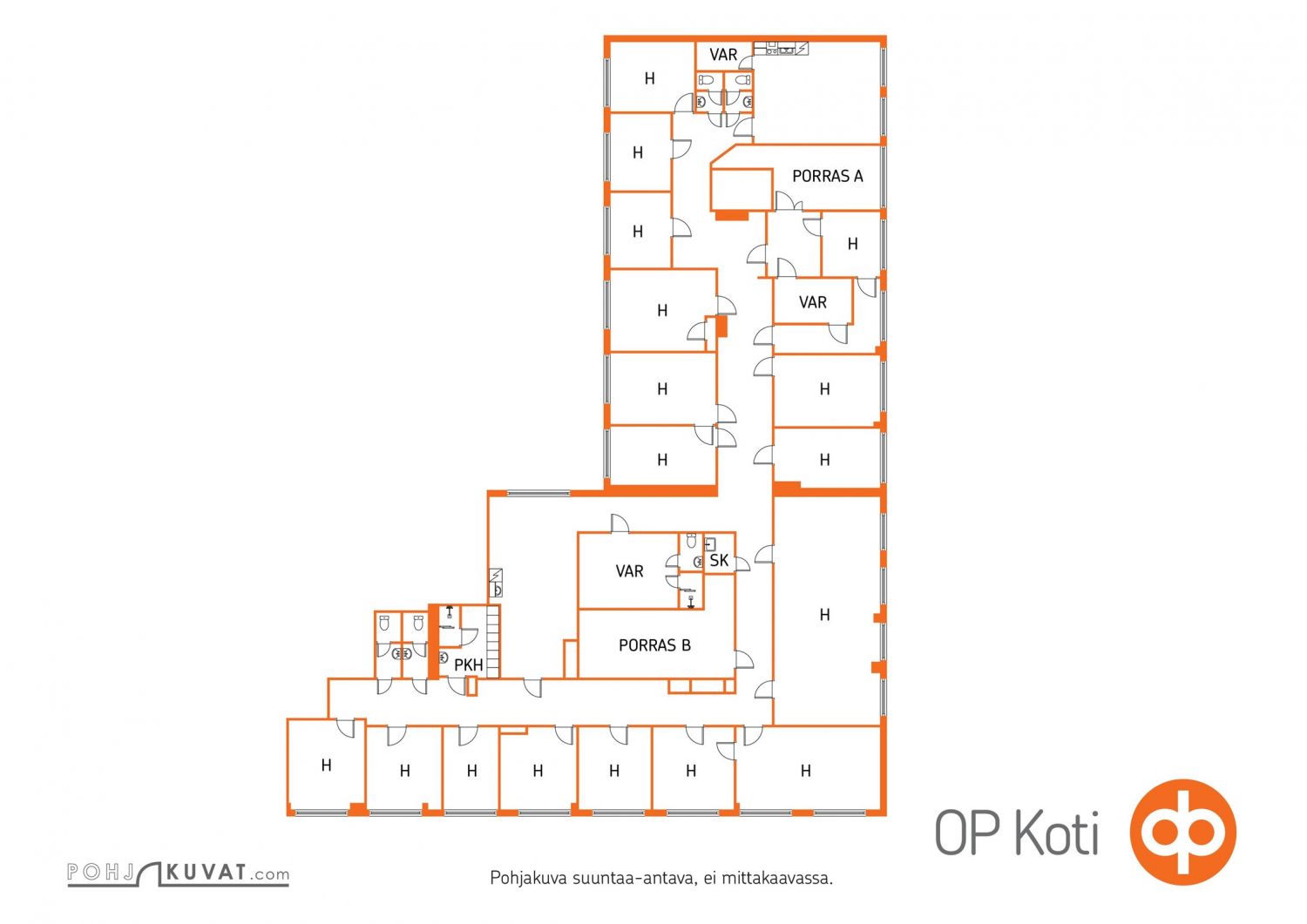 Esimerkki B lohkottu tila n. 520m2