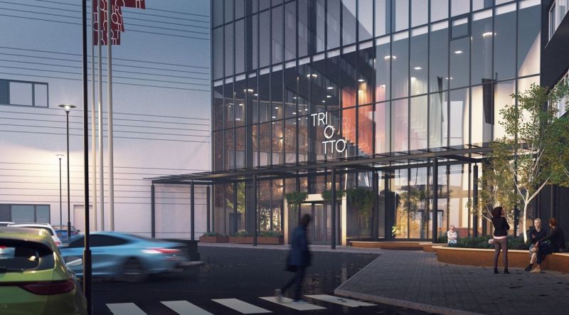 Visualisointi kiinteistön uudistetusta sisäänkäynnistä