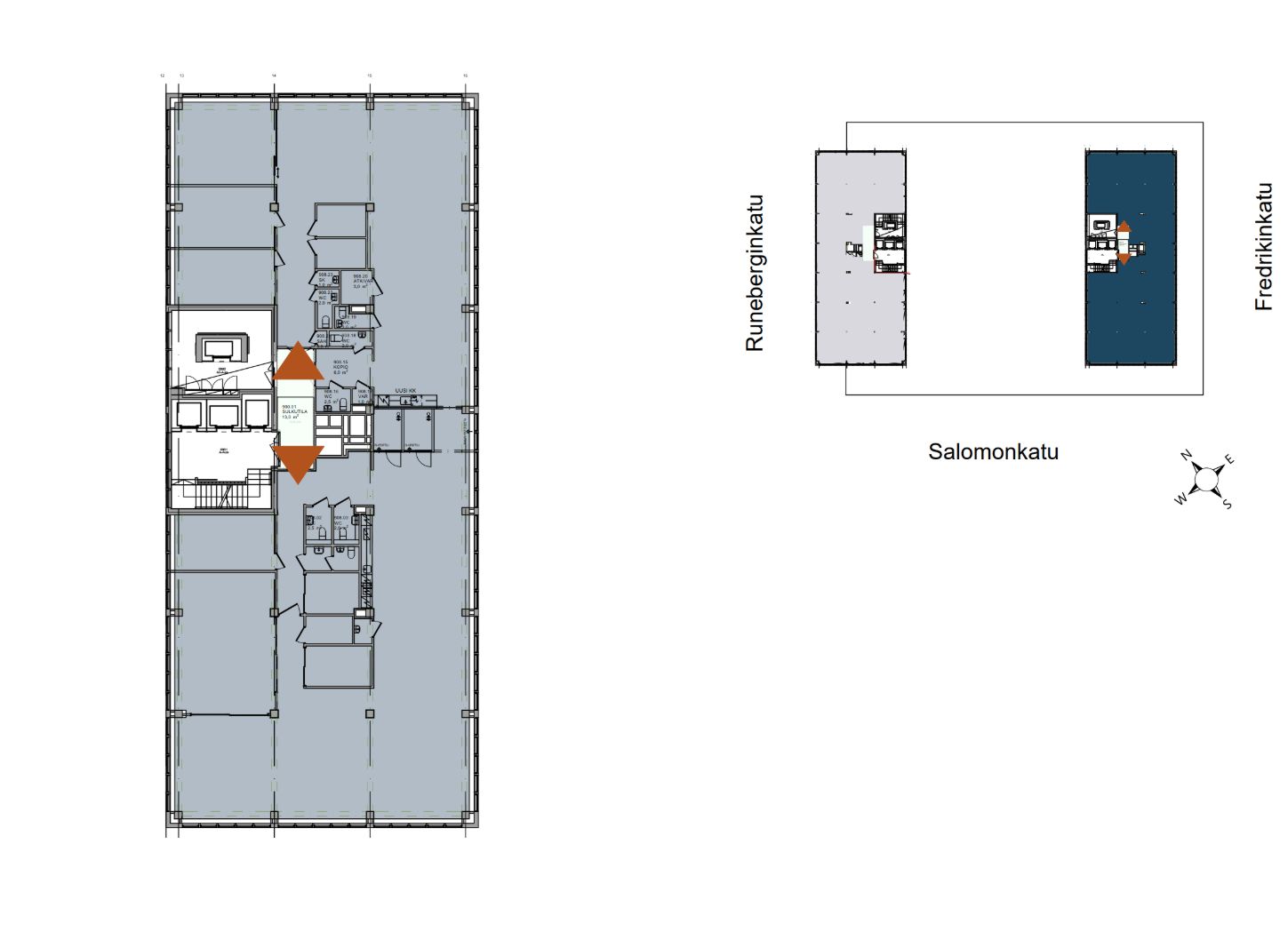 9.krs 540 m2 (308 m2/232 m2) pohjakuva 