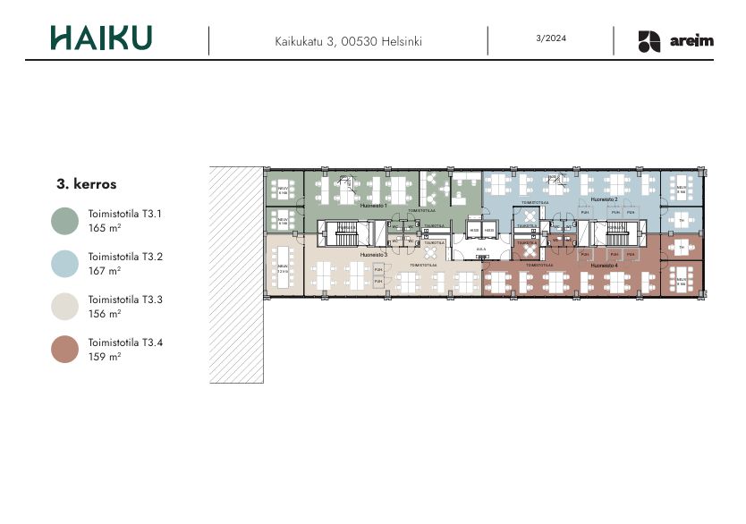 3.krs n. 650 m2 - jaettuna 156 m2/159 m2/165 m2/167m2