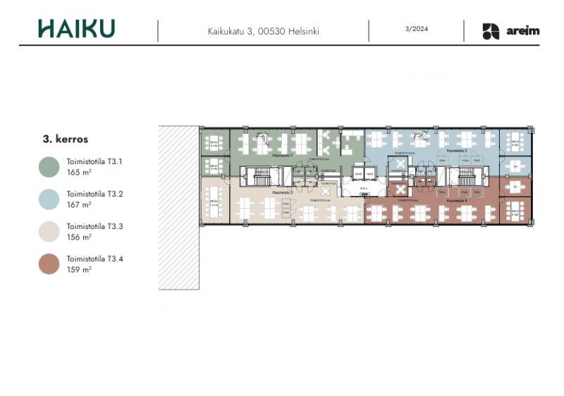 3.krs n. 650 m2 - jaettuna 156 m2/159 m2/165 m2/167m2