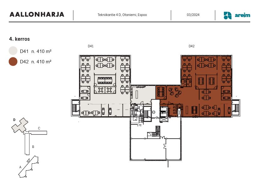 4.krs pohja 410 m2 D 42 tila