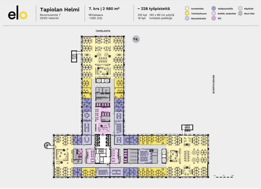 7.krs 2980 m2 jaettavissa 1200/1200/600 m2
