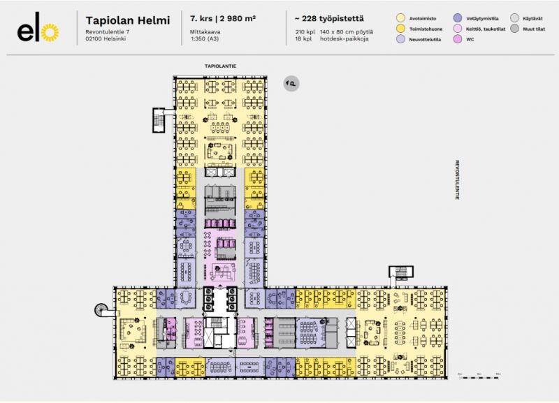 7.krs 2980 m2 jaettavissa 1200/1200/600 m2