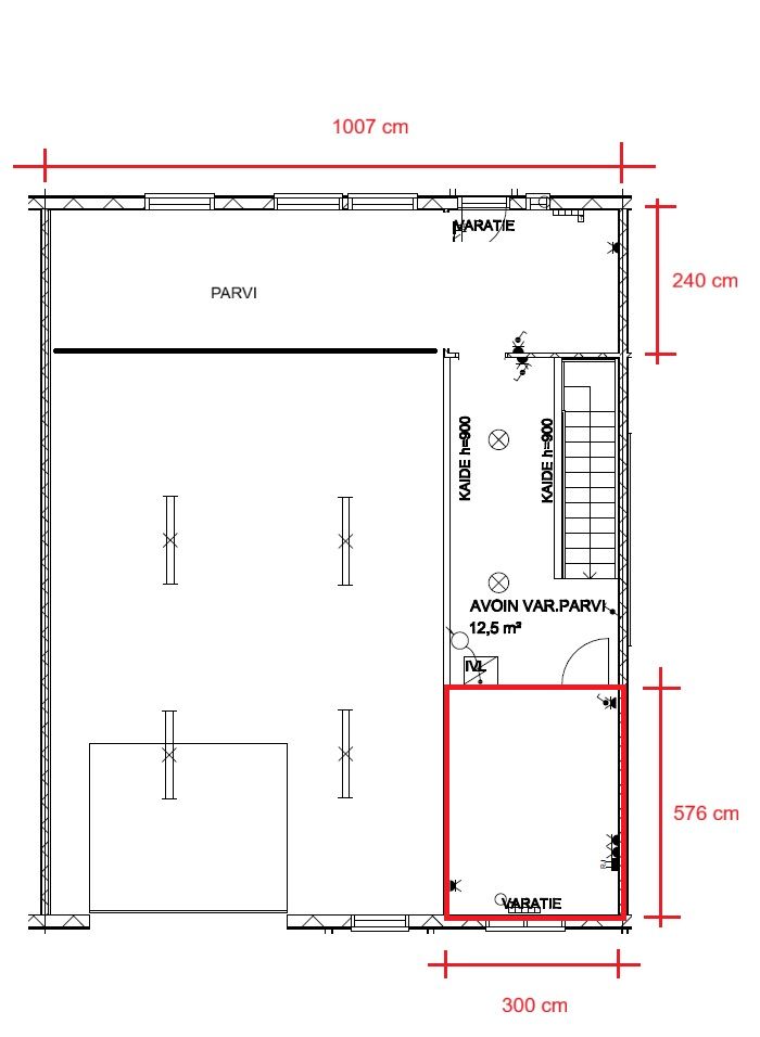 yläkerran vuokrattava toimistohuone