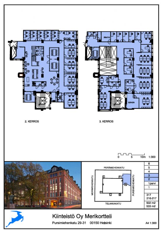 3.krs 1032 m2 jaettuna 499 m2/533 m2