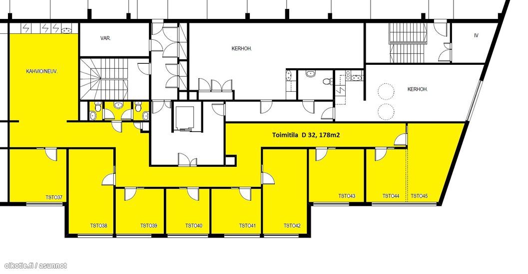 Sopimuksen mukaan tai viimeistään 31.5.2026 vapautuva 8-9 huoneen (178m2) toimistotila hyvien liikenneyhteyksien varrell...