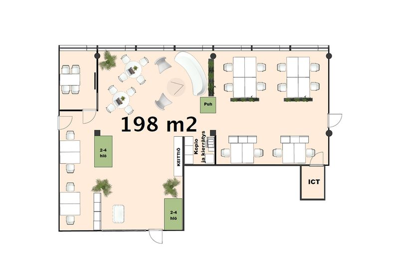 Esimerkki n. 16 työpistettä.