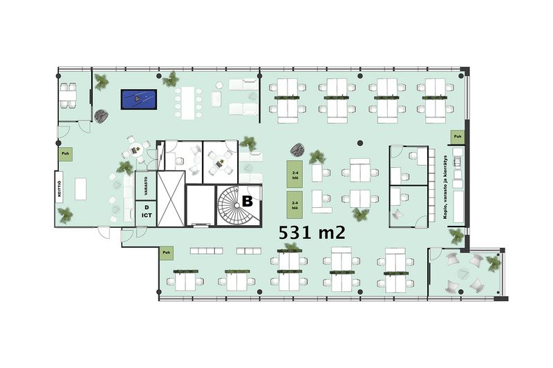 Esimerkki n. 38 työpistettä