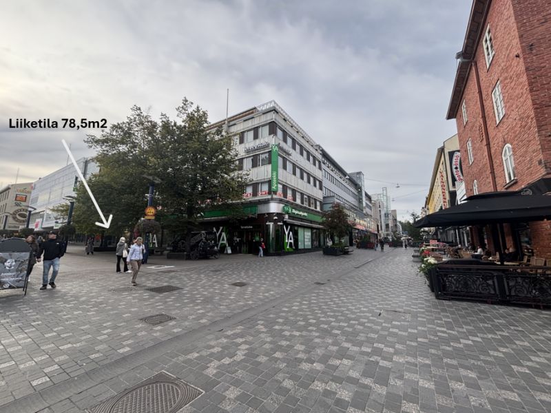 Liiketilan sijainti Kauppakadun ja Väinönkadun risteyksessä