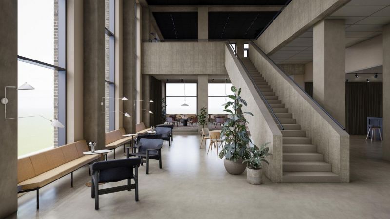 Visualisointi ravintolan korkeasta tilasta