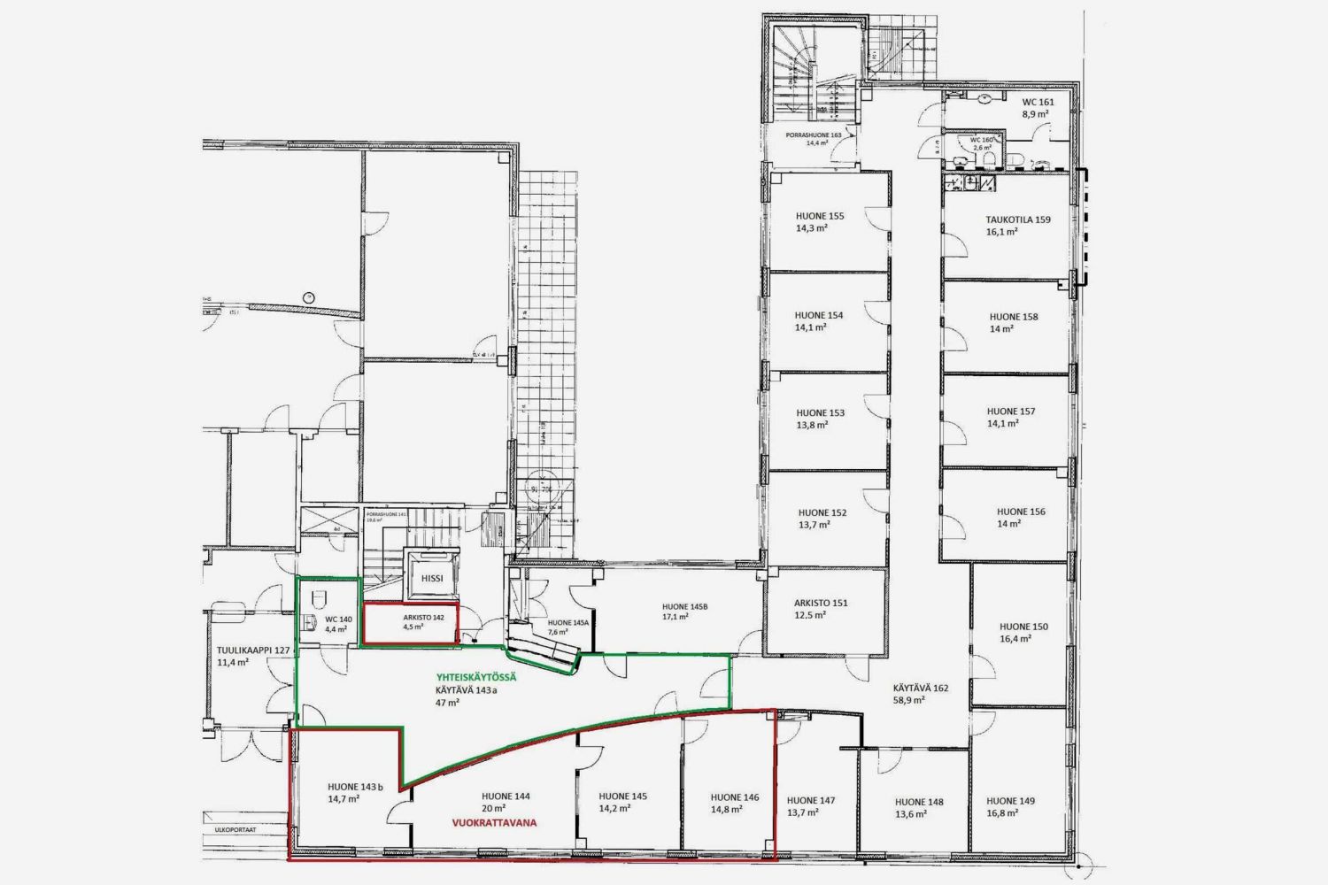 Tila rajattu punaisella pohjakuvaan