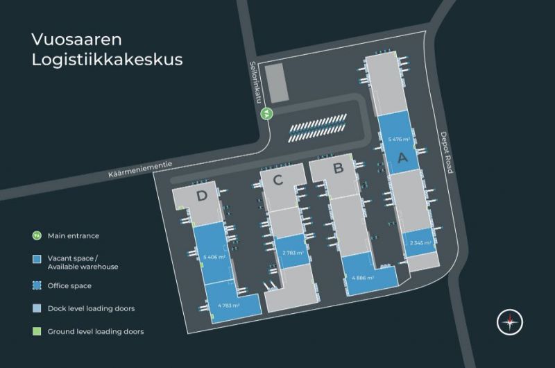 Vapaat tilat alueella.