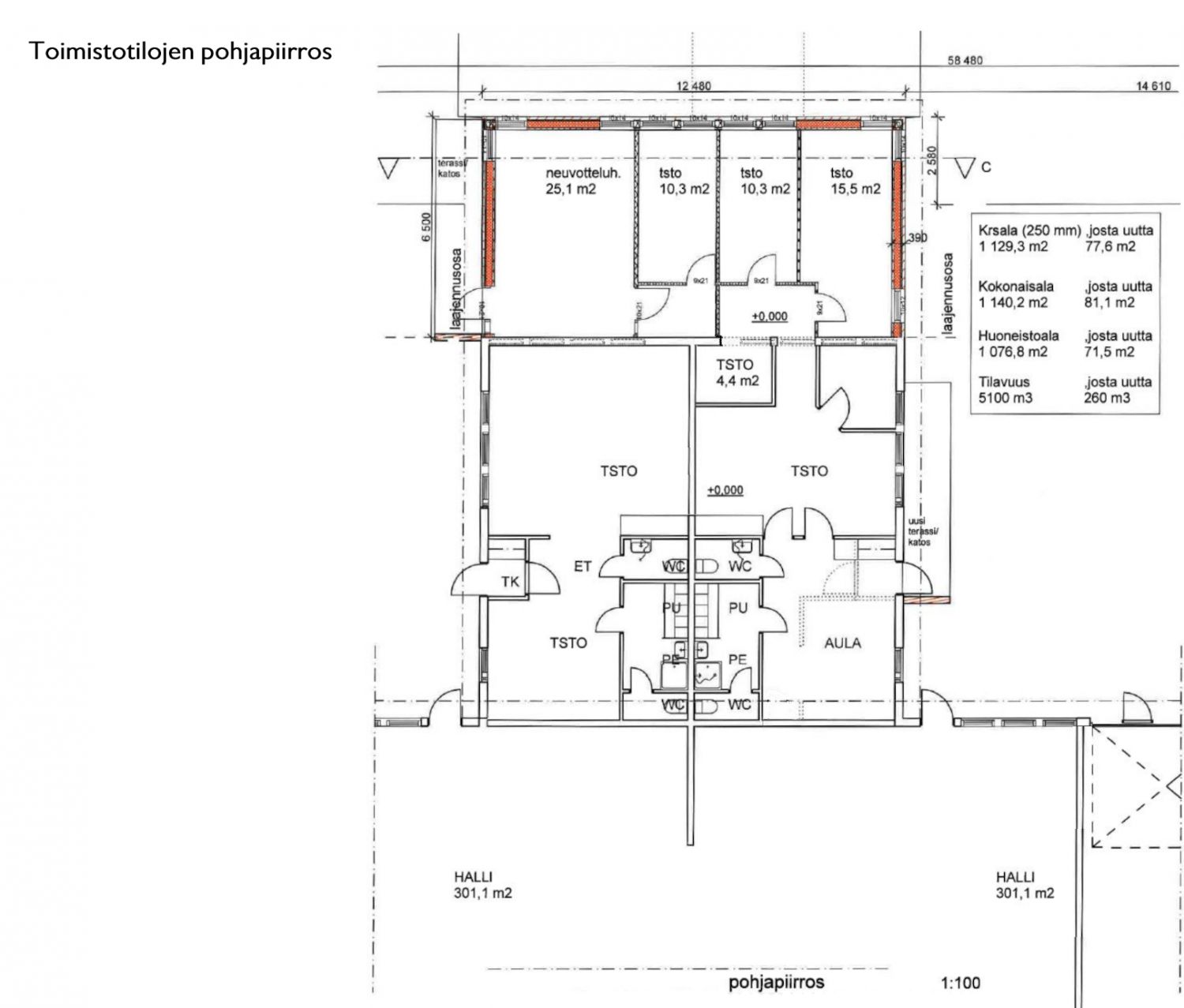 Pohjapiirros - Toimistotilojen pohjapiirros