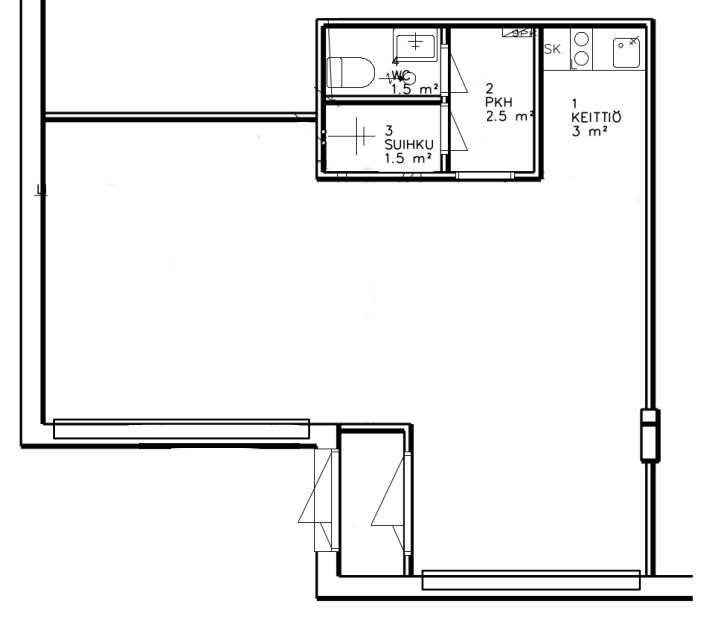Katutasossa oleva liiketila, oma sisäänkäynti, isot näyteikkunat, keittiösyvennys, wc, pukeutumistila ja suihku.