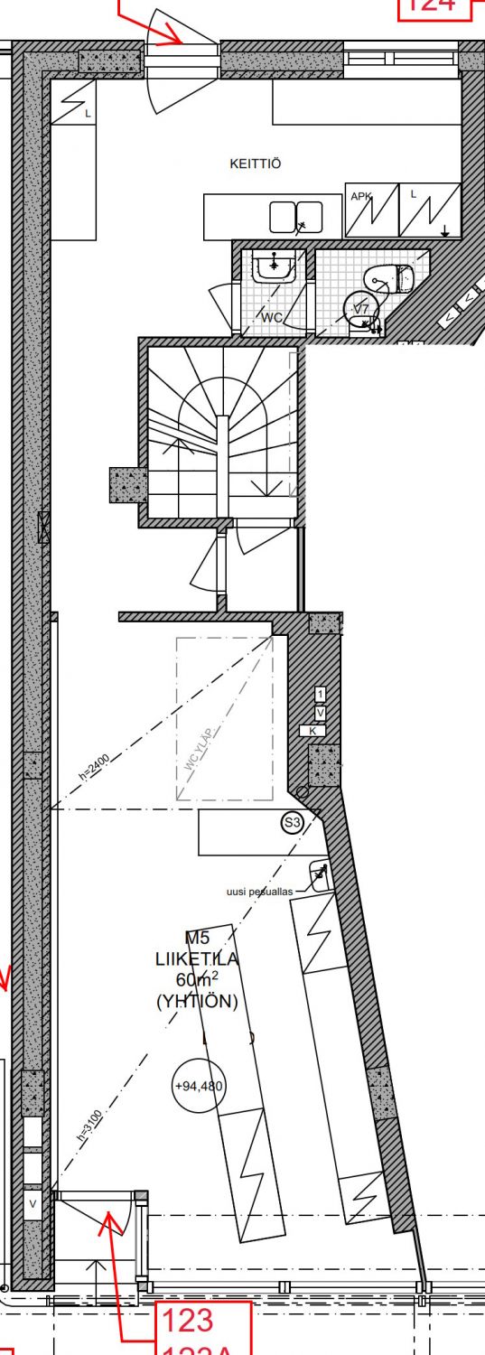 M5 liikehuone pohjapiirros