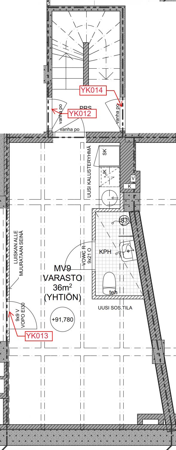 MV 9 varasto pohjapiirros