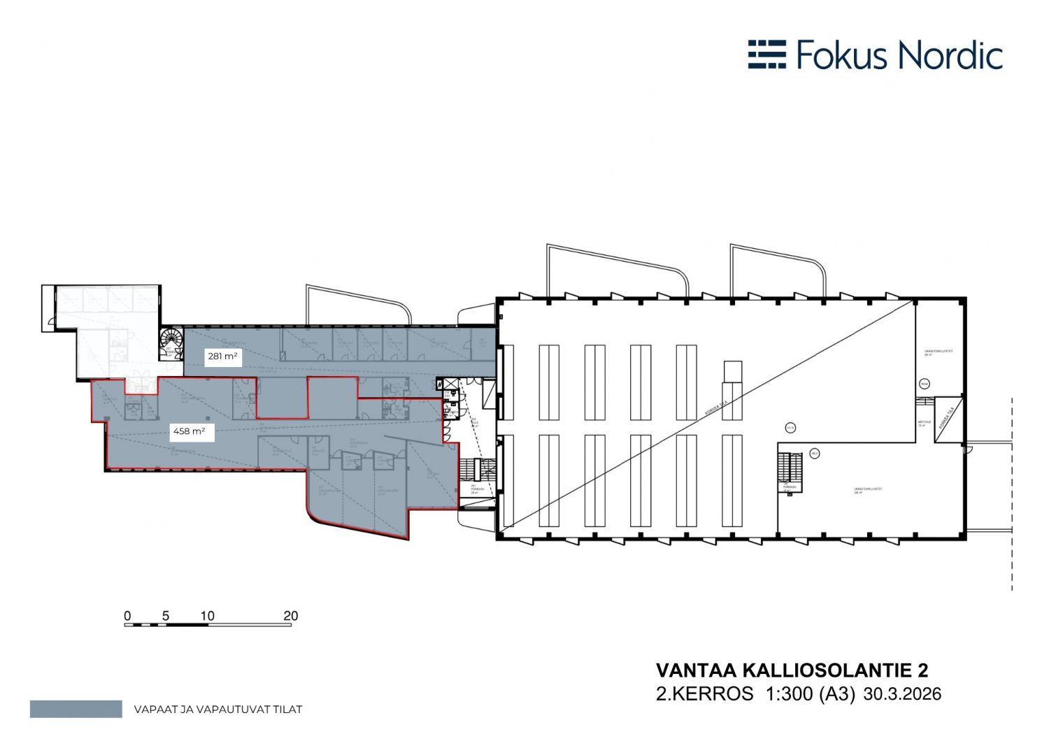 Vuokrataan toimistoa 458 m² kiinteistön toisesta kerroksesta. Vapautuu 1.7.2026. Osa kuvista on virtuaalistailattuja kuvia tiloista.Tarjolla myös muita toimistotiloja kokoluokissa 281 m² ja 800 m...
